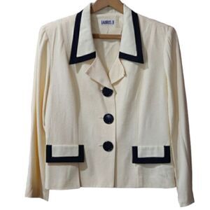 Taurus II Yellow Structured Black Trim Large Button Vintage Blazer Medium